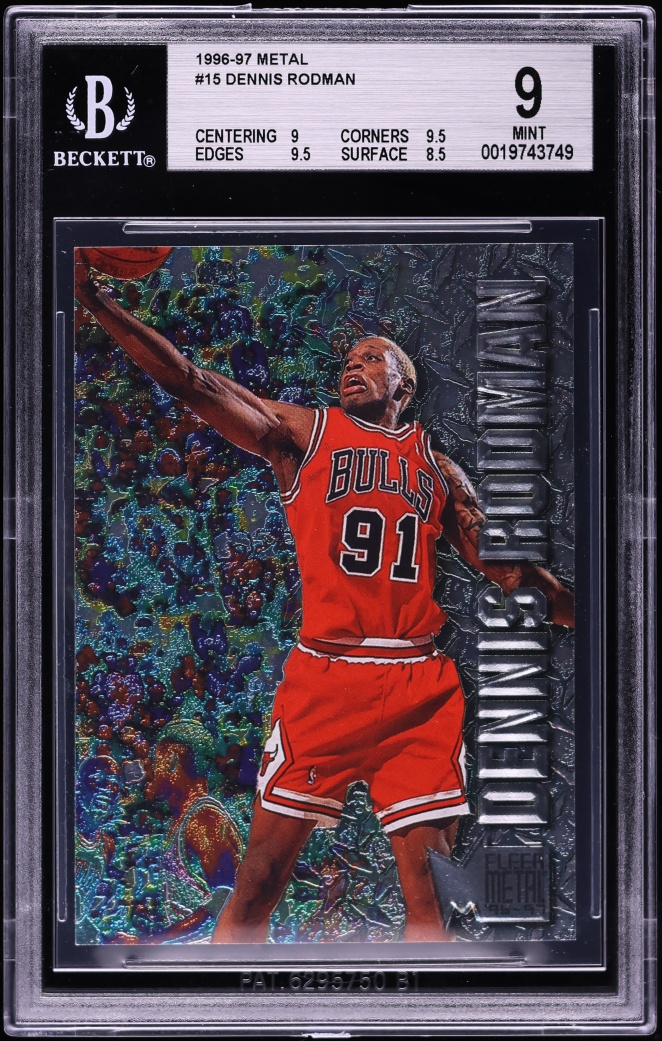 1996 Metal Basketball Dennis Rodman #15 BGS 9 MINT