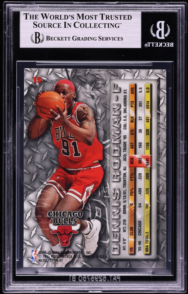 1996 Metal Basketball Dennis Rodman #15 BGS 9 MINT