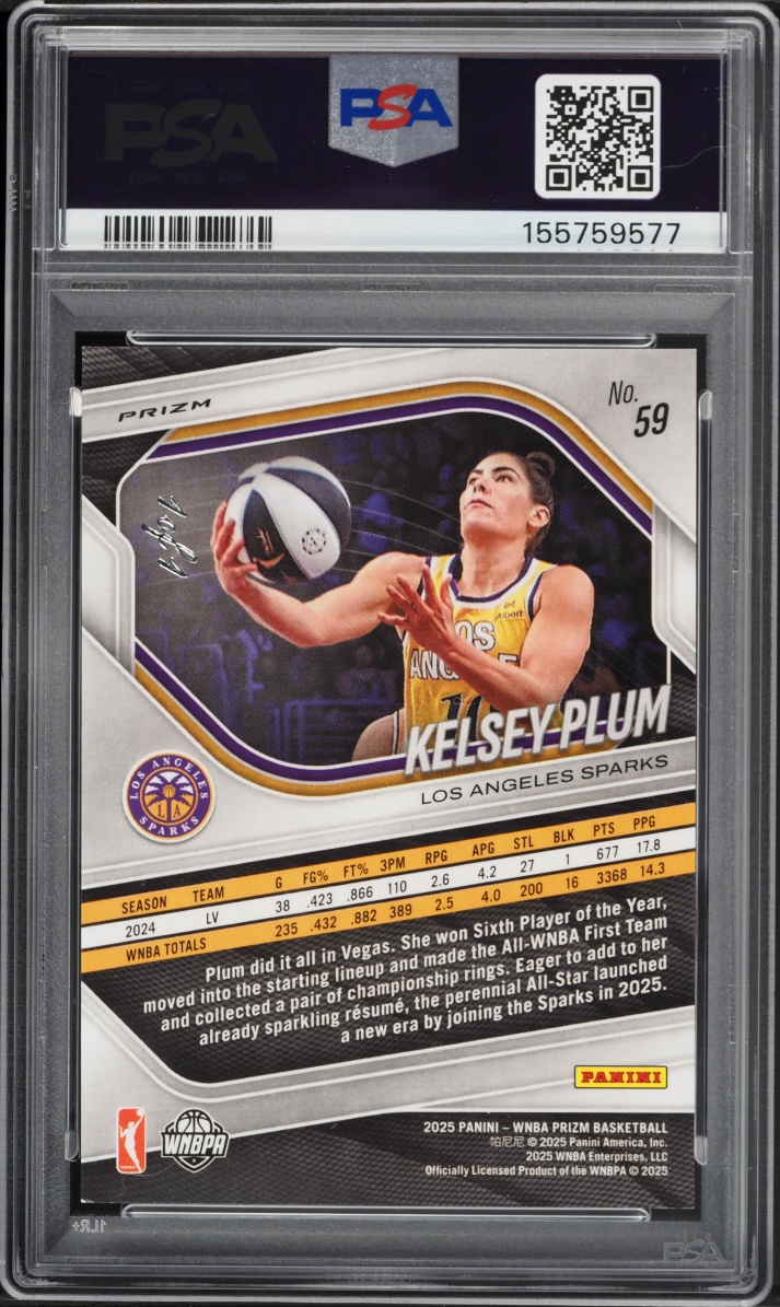 2025 Panini Prizm WNBA Black Finite Kelsey Plum 1/1 #59 PSA 9 MINT