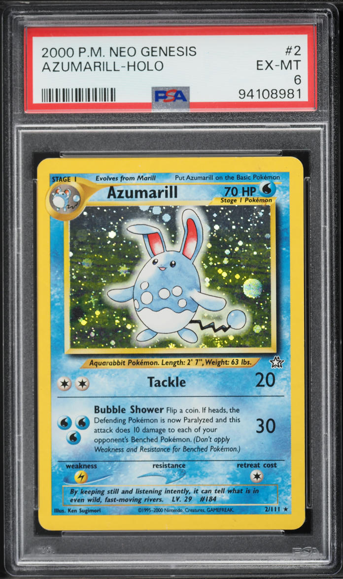 2000 Pokemon Neo Genesis Holo Azumarill #2 PSA 6 EXMT