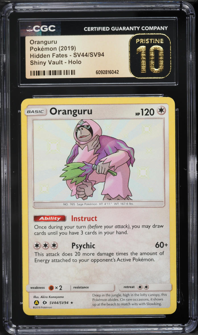 2019 Pokemon Sun & Moon Hidden Fates Shiny Vault Shiny Oranguru #SV44 CGC 10 PRISTINE