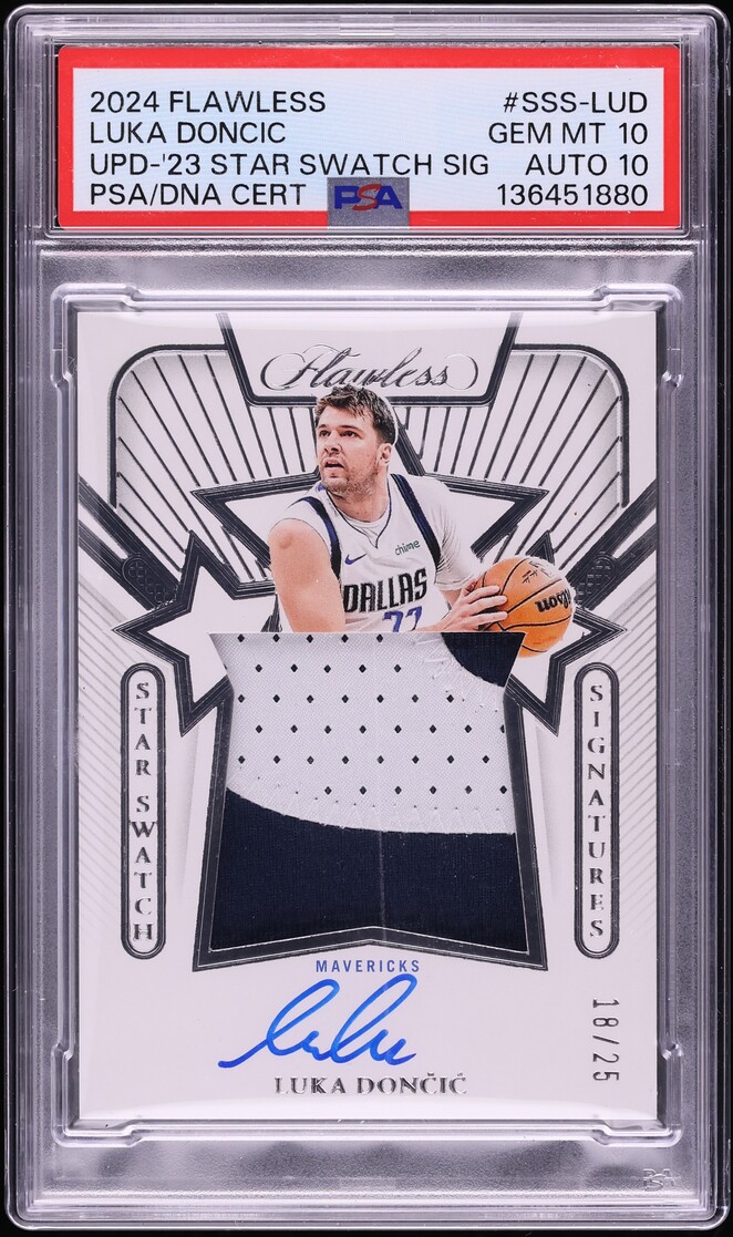 2024 Panini Flawless Update '23 Star Swatch Luka Doncic PATCH AUTO DNA 10 /25 PSA 10 GEM MINT