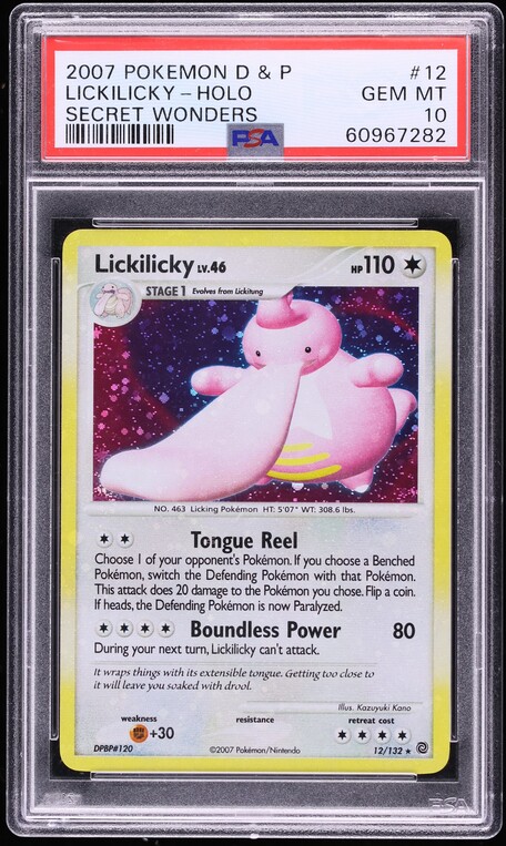2007 Pokemon Diamond & Pearl Secret Wonders Holo Lickilicky #12 PSA 10 GEM MINT