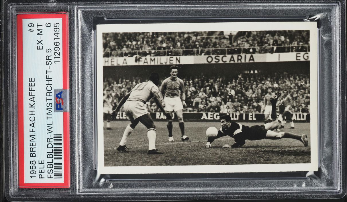 1958 Bremer Fachring Fussballbilder Weltmeisterschaft Pele ROOKIE #9 PSA 6 EXMT