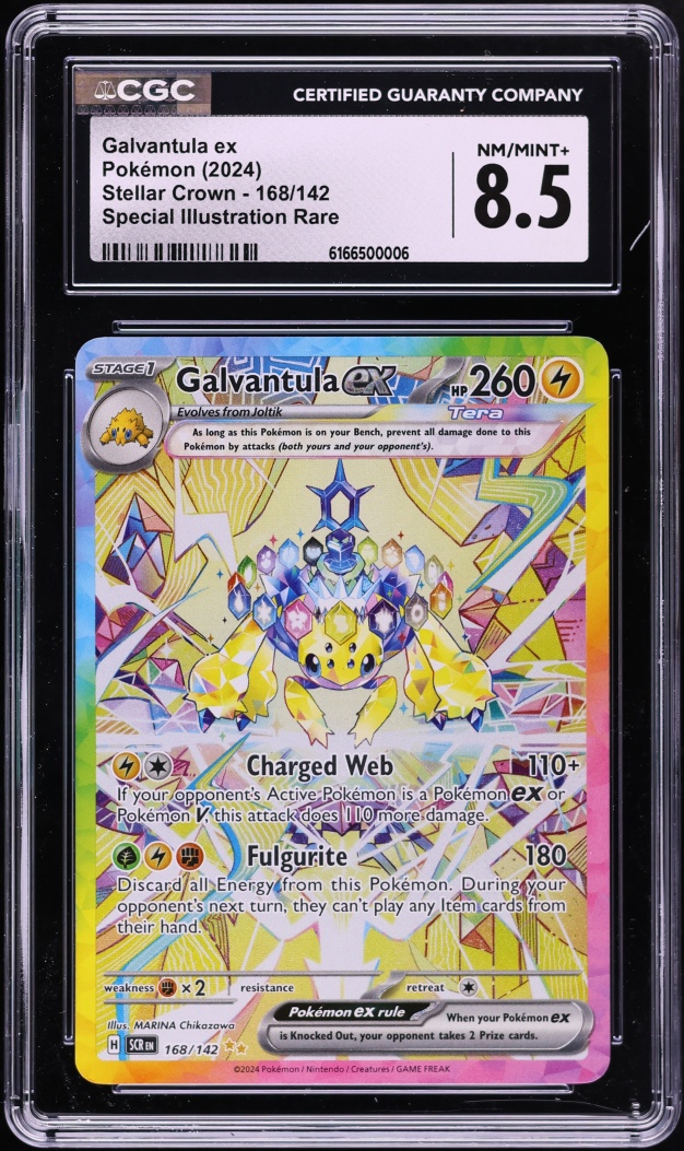 2024 Pokemon Scarlet & Violet Stellar Crown SIR Galvantula ex #168 CGC 8.5 NM-MT+