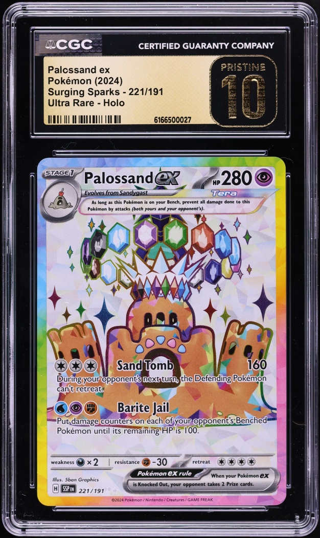 2024 Pokemon Scarlet & Violet Surging Sparks Full Art Palossand ex #221 CGC 10 PRISTINE