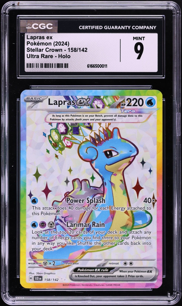 2024 Pokemon Scarlet & Violet Stellar Crown Full Art Lapras ex #158 CGC 9 MINT