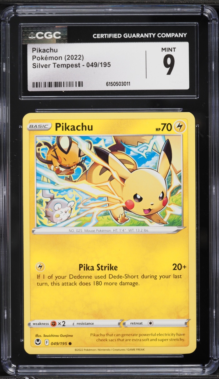 2022 Pokemon Sword & Shield Silver Tempest Pikachu #49 CGC 9 MINT