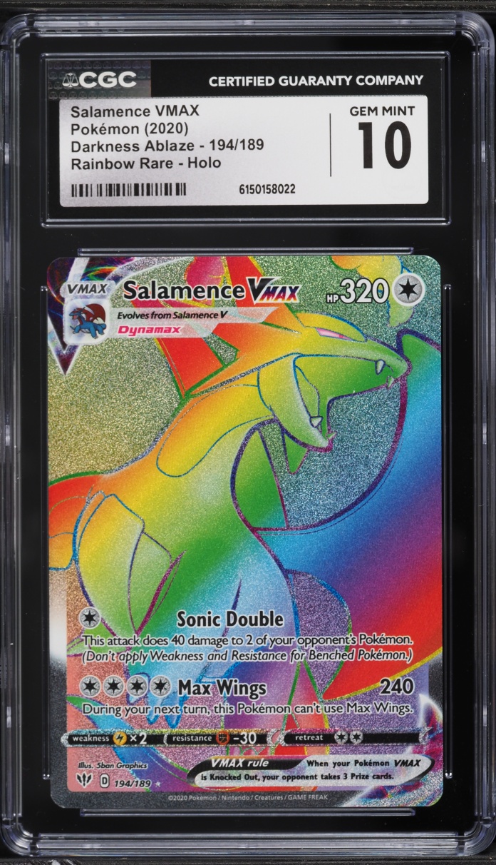 2020 Pokemon Sword & Shield Darkness Ablaze Rainbow Rare Salamence VMAX #194 CGC 10 GEM MINT
