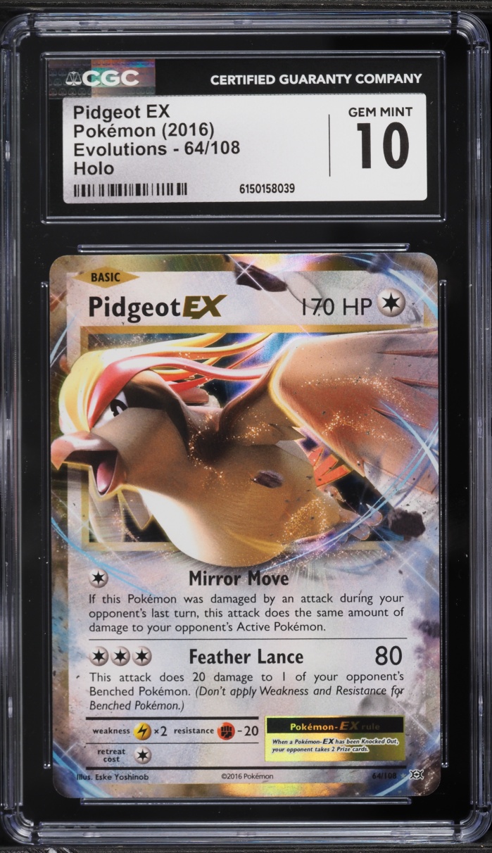 2016 Pokemon XY Evolutions Holo Pidgeot EX #64 CGC 10 GEM MINT