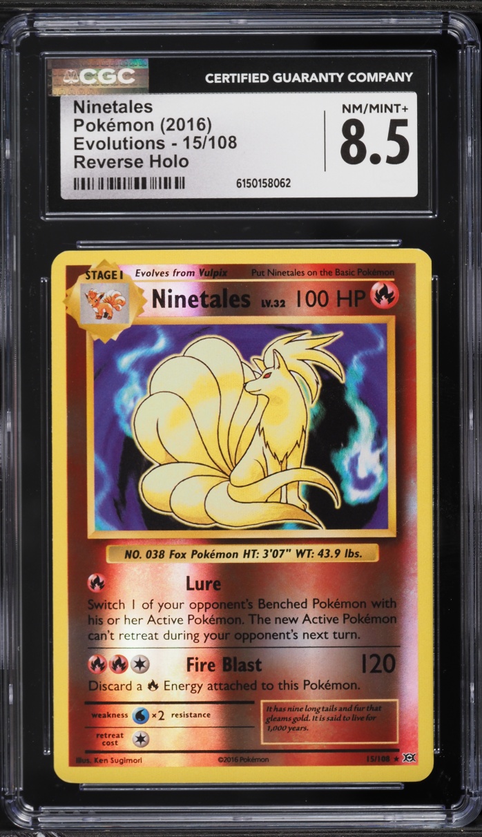 2016 Pokemon XY Evolutions Reverse Holo Ninetales #15 CGC 8.5 NM-MT+