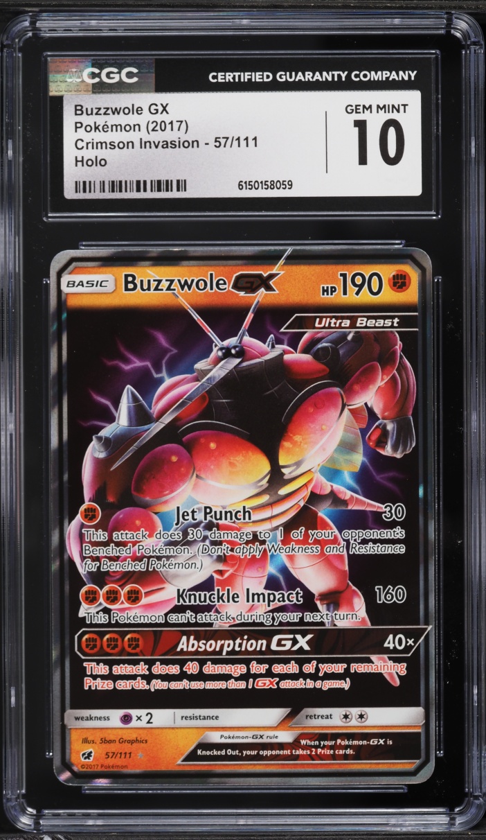2017 Pokemon Sun & Moon Crimson Invasion Buzzwole GX #57 CGC 10 GEM MINT