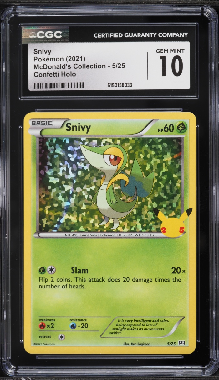 2021 Pokemon McDonald's Collection Confetti Holo Snivy #5 CGC 10 GEM MINT