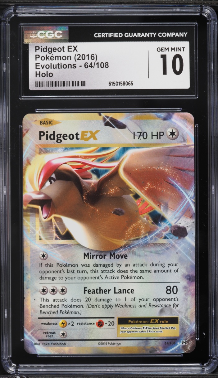 2016 Pokemon XY Evolutions Holo Pidgeot EX #64 CGC 10 GEM MINT