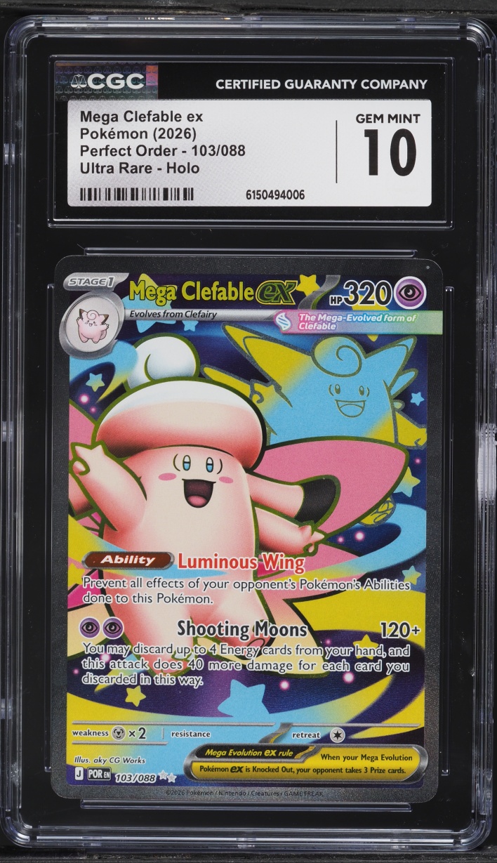2026 Pokemon Mega Evolution Perfect Order Full Art Mega Clefable Ex #103 CGC 10 GEM MINT