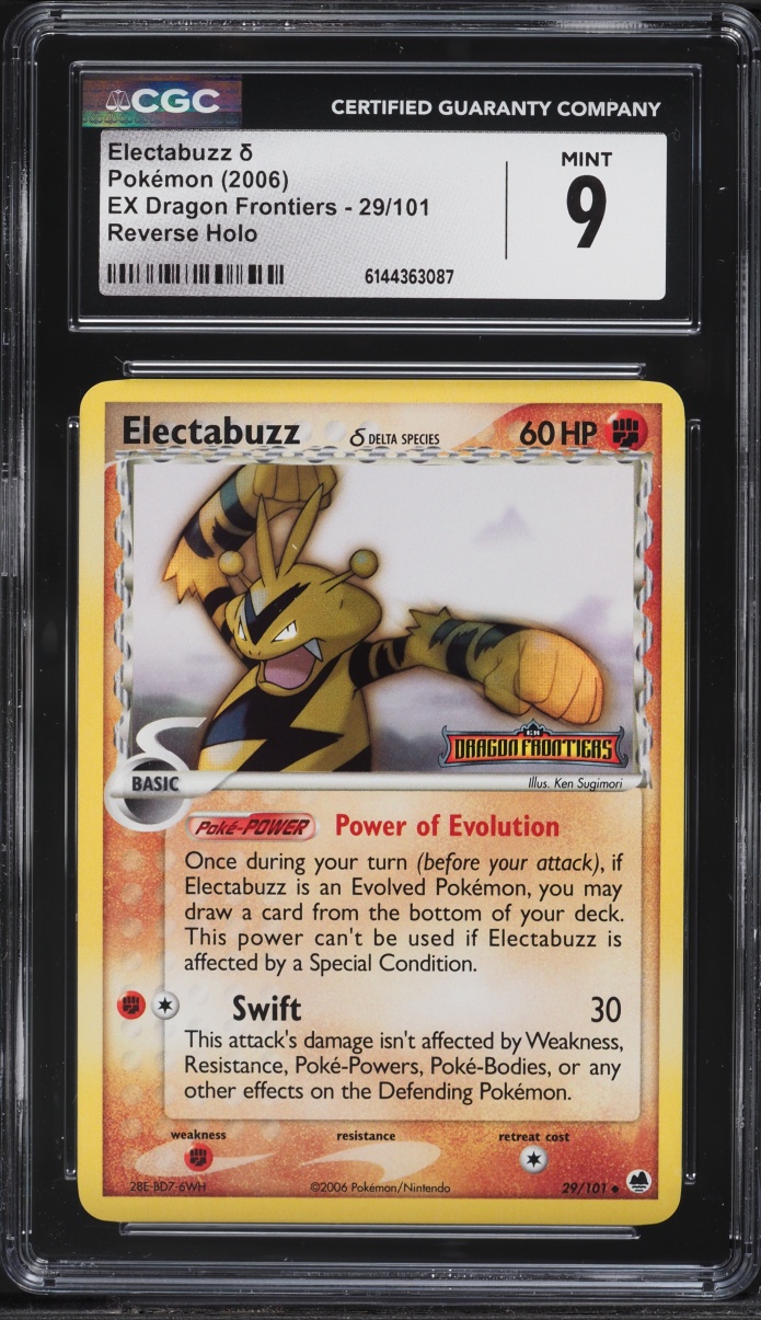 2006 Pokemon EX Dragon Frontiers Reverse Holo Electabuzz #29 CGC 9 MINT