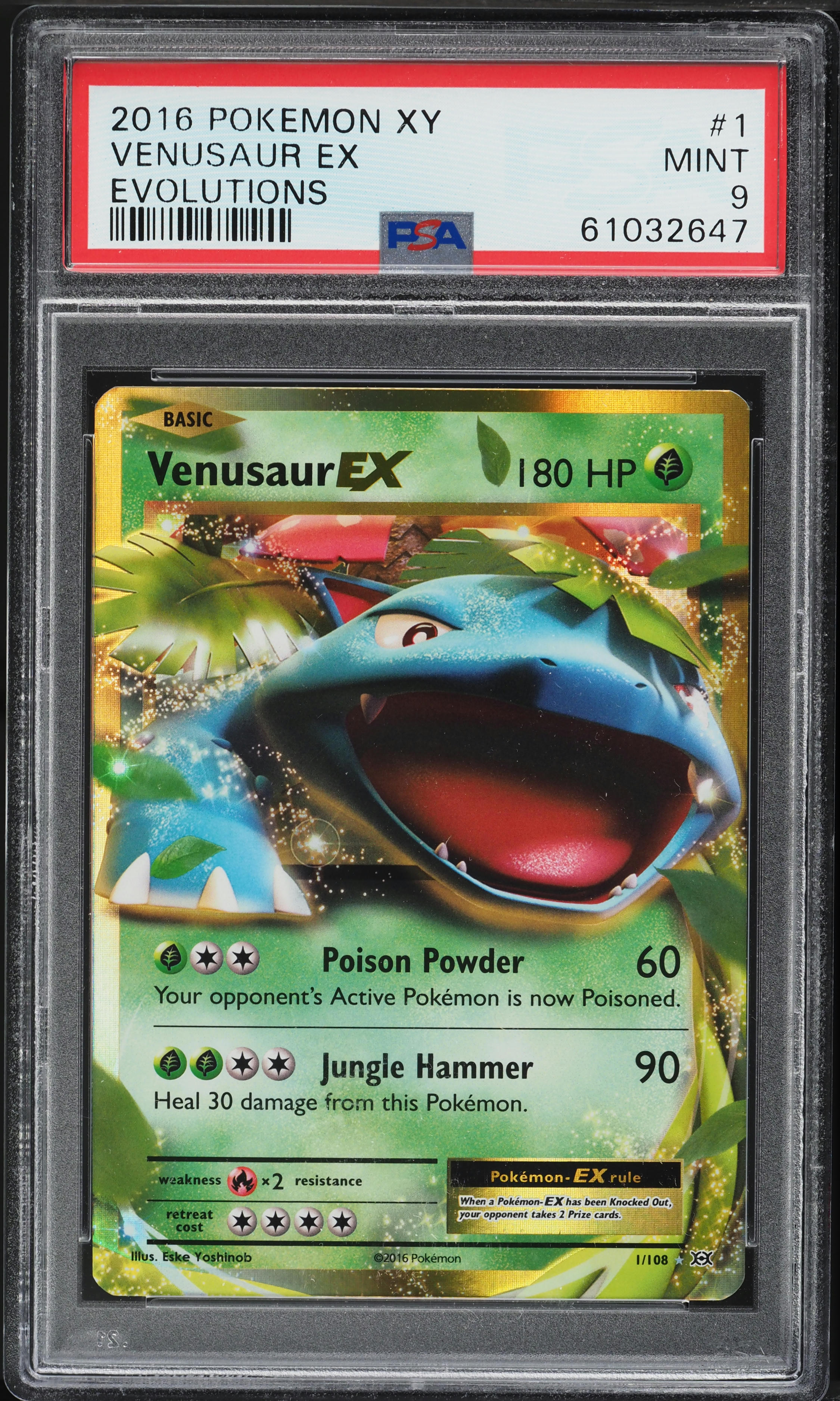 2016 Pokemon XY Evolutions Venusaur EX #1 PSA 9 MINT