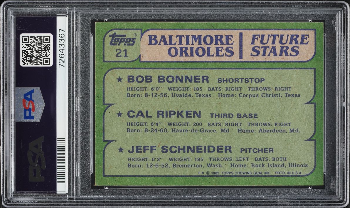 1982 Topps Cal Ripken Jr. ROOKIE #21 PSA 8 NM-MT