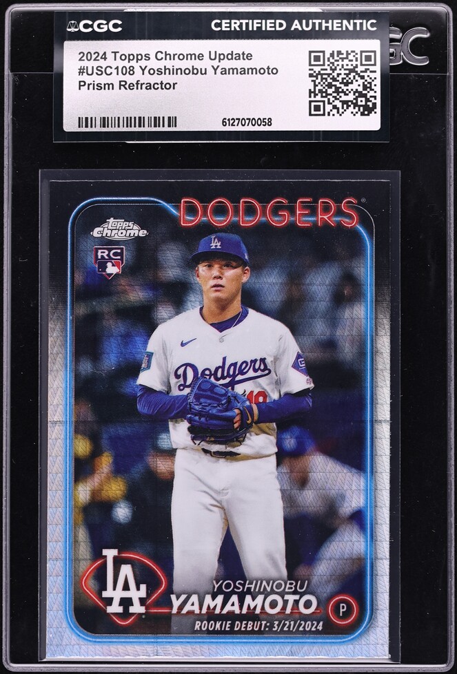 2024 Topps Chrome Update Prism Refractor Yoshinobu Yamamoto ROOKIE #USC108 CGC AUTH