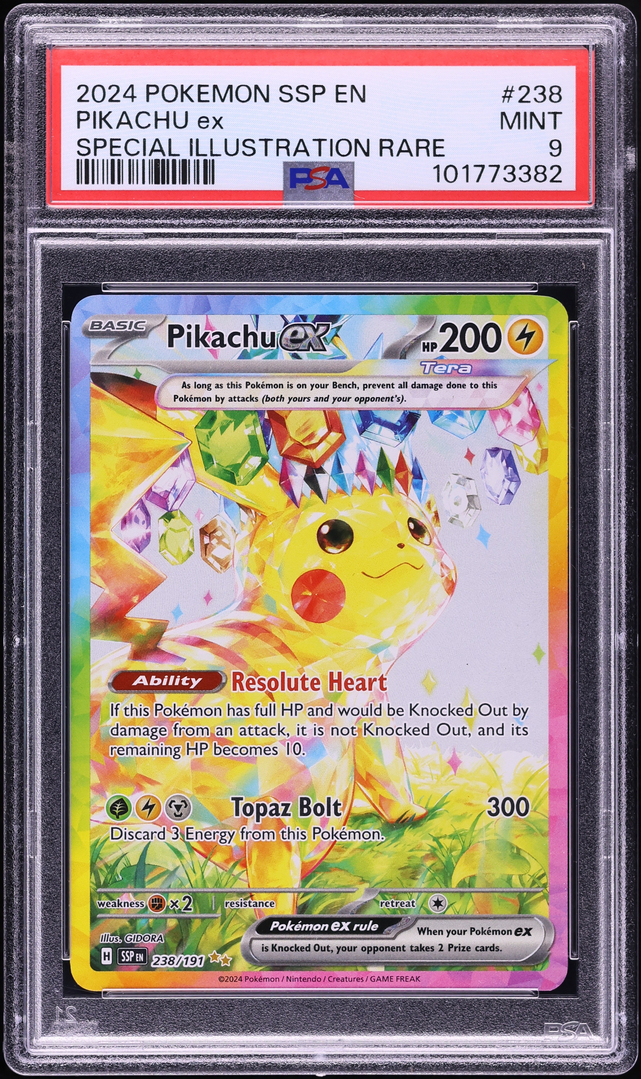 2024 Pokemon Scarlet & Violet Surging Sparks SIR Pikachu Ex #238 PSA 9 MINT