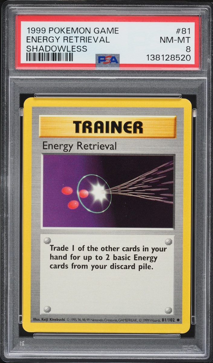 1999 Pokemon Base Set Shadowless Energy Retrieval #81 PSA 8 NM-MT