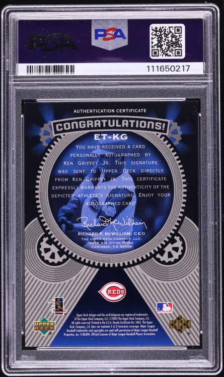 2004 Upper Deck Etchings Etched In Time Black Ken Griffey Jr. AUTO DNA 9 /1625 #ET-KG PSA 7