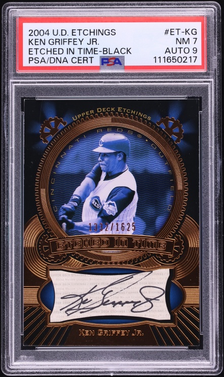 2004 Upper Deck Etchings Etched In Time Black Ken Griffey Jr. AUTO DNA 9 /1625 #ET-KG PSA 7
