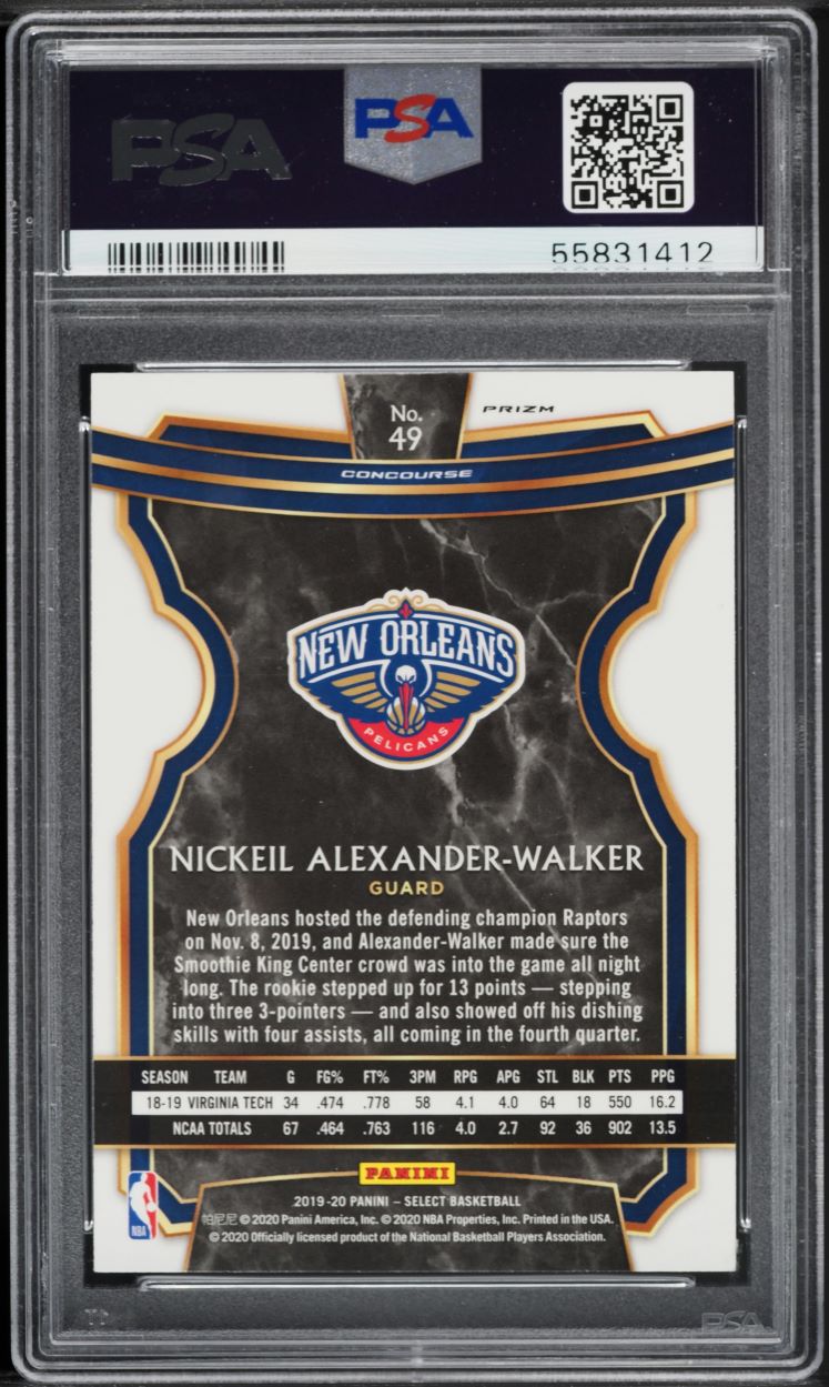 2019 Select Concourse Red Wave Nickeil Alexander-Walker ROOKIE #49 PSA 9 MINT