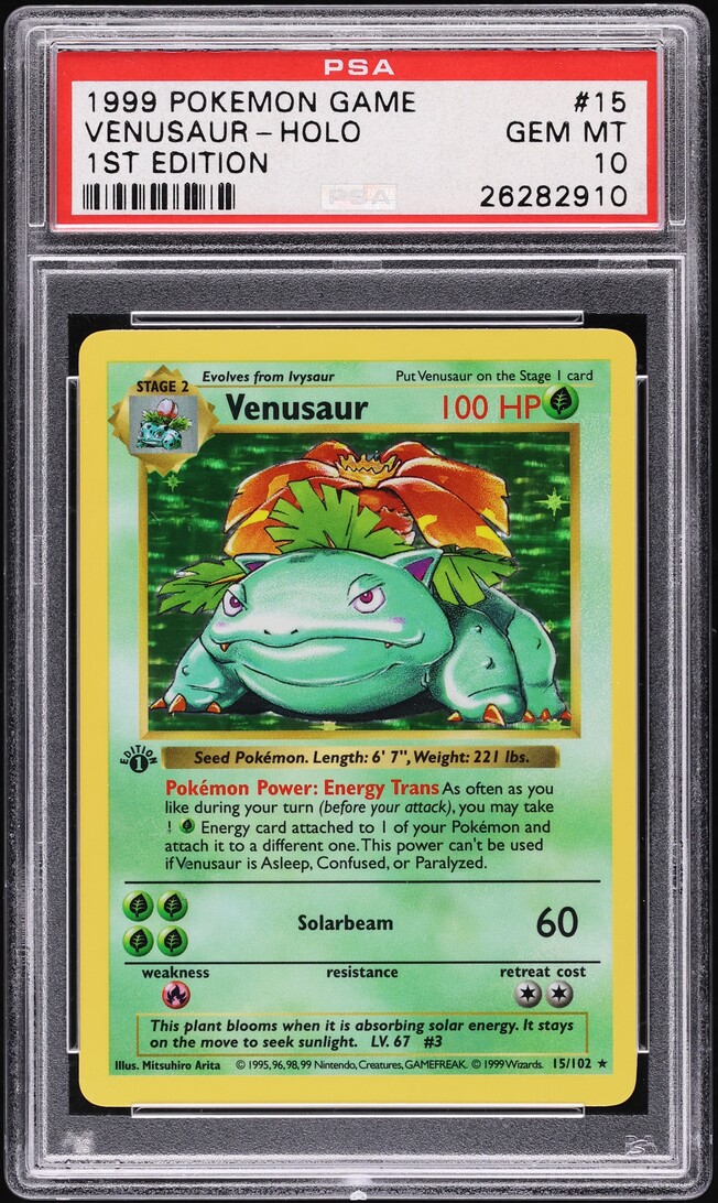 1999 Pokemon Base Set Shadowless 1st Edition Holo Venusaur #15 PSA 10 GEM MINT - Main Image