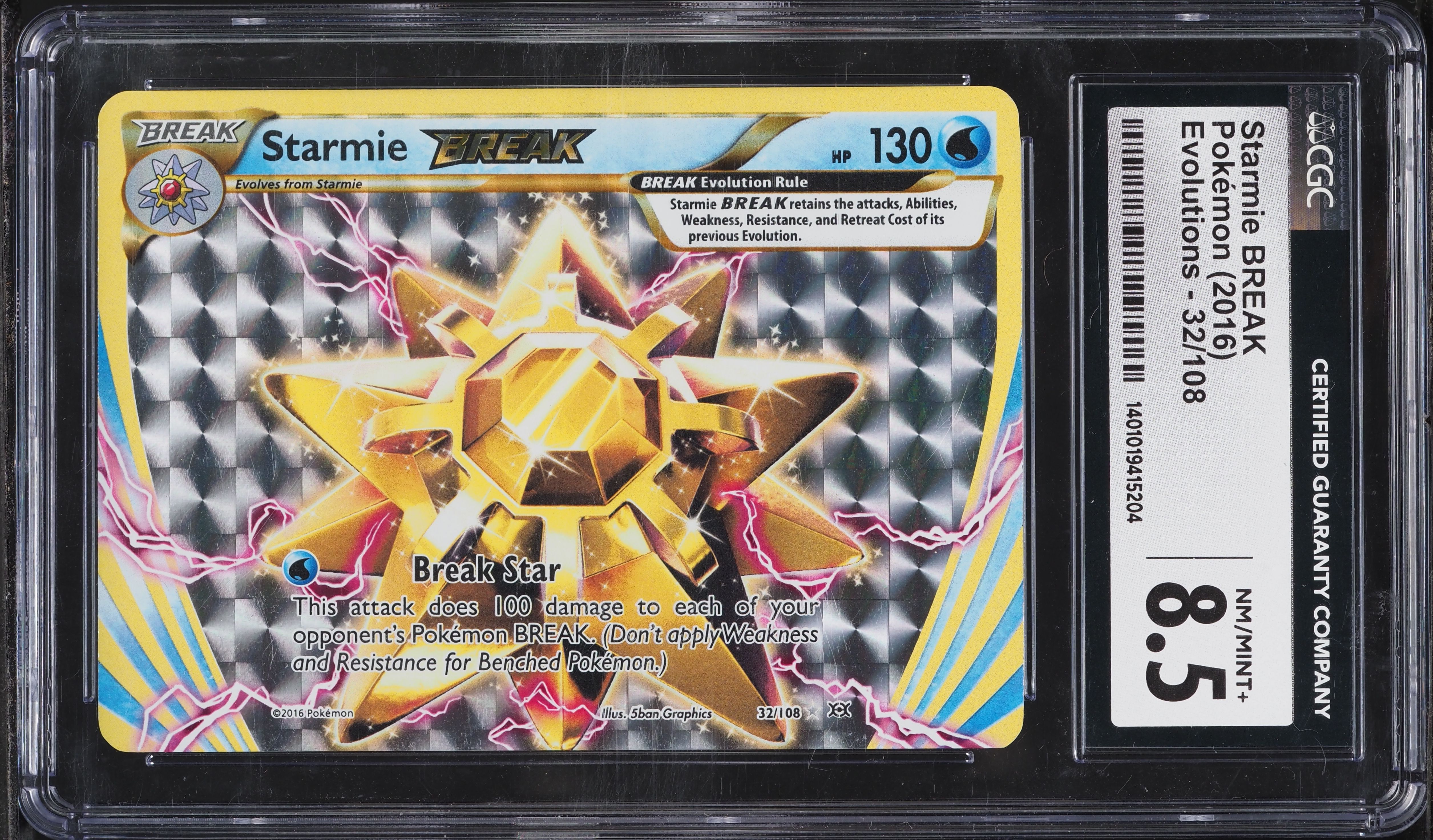 2016 Pokemon XY Evolutions Holo Starmie BREAK #32 CGC 8.5 NM-MT+