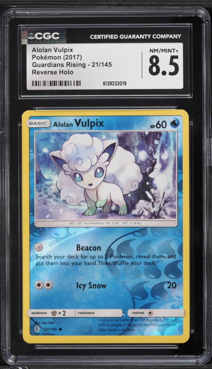 2017 Pokemon Sun & Moon Guardians Rising Reverse Holo Alolan Vulpix #21 CGC 8.5 NM-MT+
