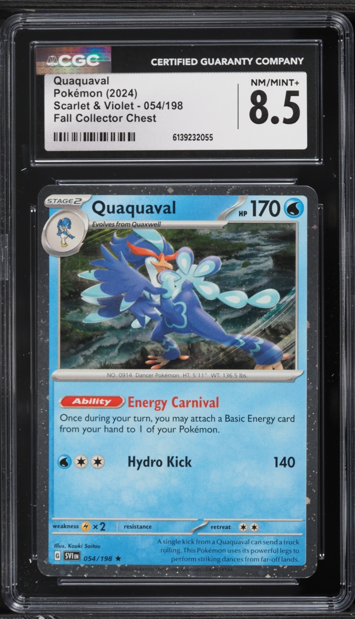 2024 Pokemon Scarlet & Violet Fall Collector Chest Quaquaval #054 CGC 8.5 NM-MT+