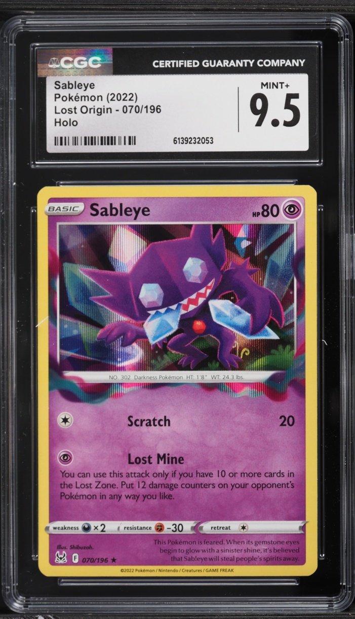 2022 Pokemon Sword & Shield Lost Origin Holo Sableye #070 CGC 9.5 MINT+