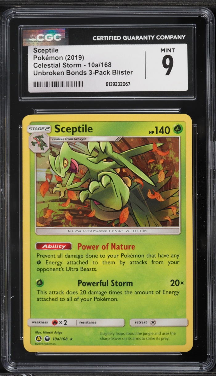 2019 Pokemon Sun & Moon Celestial Storm Unbroken Bonds Sceptile #10a CGC 9 MINT