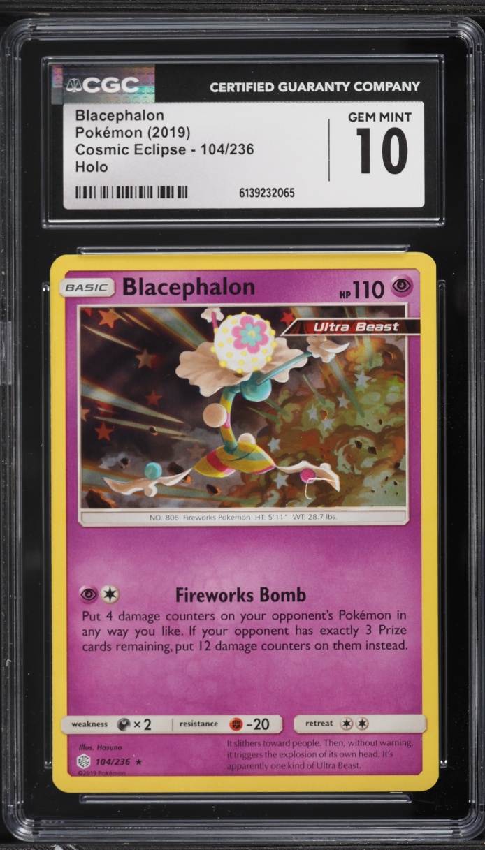 2019 Pokemon Sun & Moon Cosmic Eclipse Holo Blacephalon #104 CGC 10 GEM MINT
