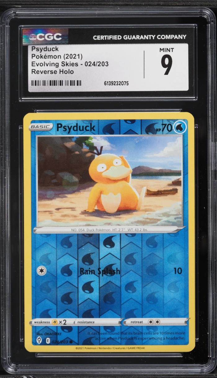 2021 Pokemon Sword & Shield Evolving Skies Reverse Holo Psyduck #024 CGC 9 MINT