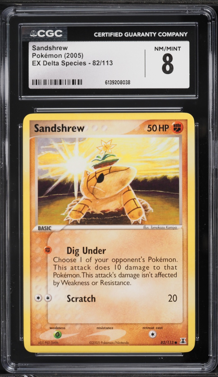 2005 Pokemon Ex Delta Species Sandshrew #82 CGC 8 NM-MT