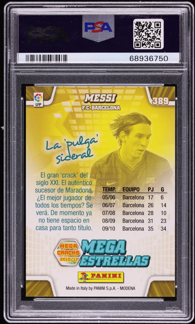 2010 Panini Megacracks La Liga Mega Estrellas Lionel Messi #389 PSA 10 GEM MINT