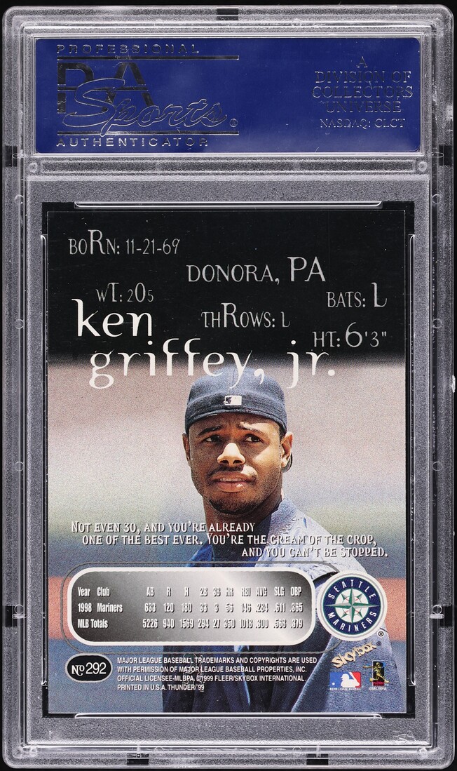 1999 Skybox Thunder Ken Griffey Jr. #292 PSA 10 GEM MINT