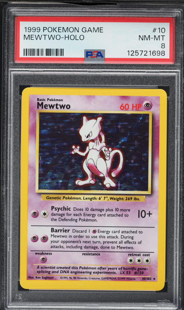 1999 Pokemon Base Set Holo Mewtwo #10 PSA 8 NM-MT