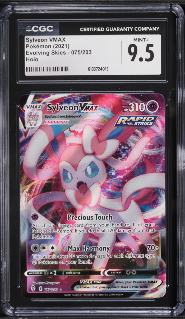 2021 Pokemon Sword & Shield Evolving Skies Full Art Sylveon VMAX #75 CGC 9.5 MINT+