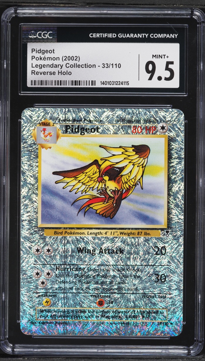 2002 Pokemon Legendary Collection Reverse Holo Pidgeot #33 CGC 9.5 MINT+