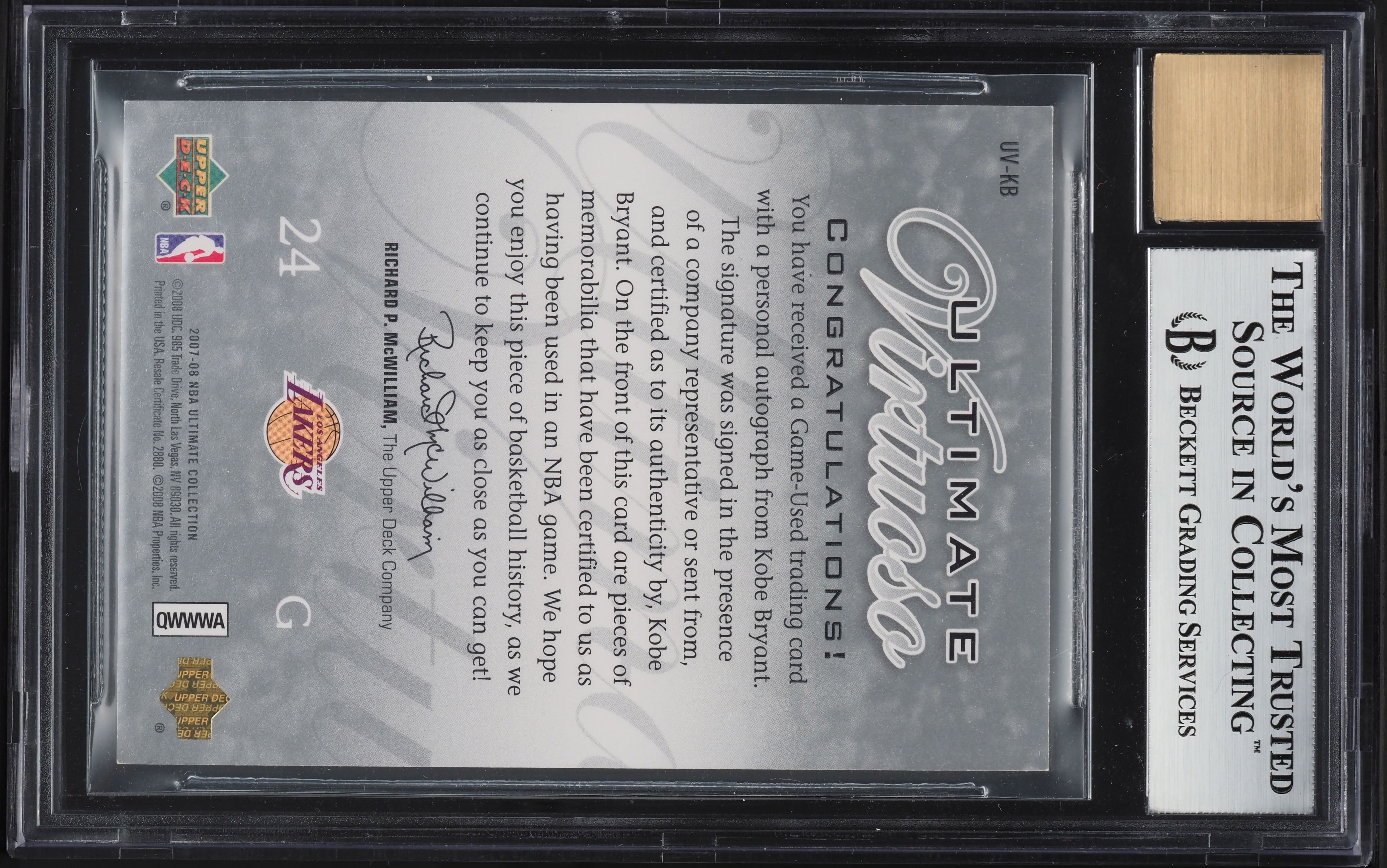 2007 Ultimate Collection Virtuoso Kobe Bryant PATCH AUTO /25