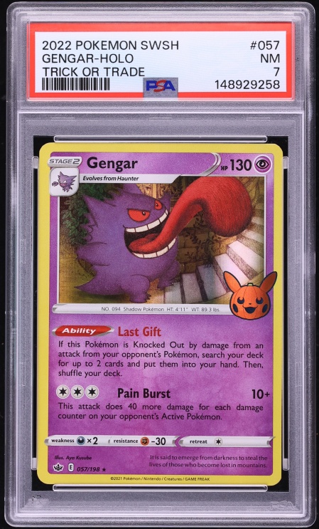 2022 Pokemon Sword & Shield Trick Or Trade Holo Gengar #57 PSA 7 NRMT