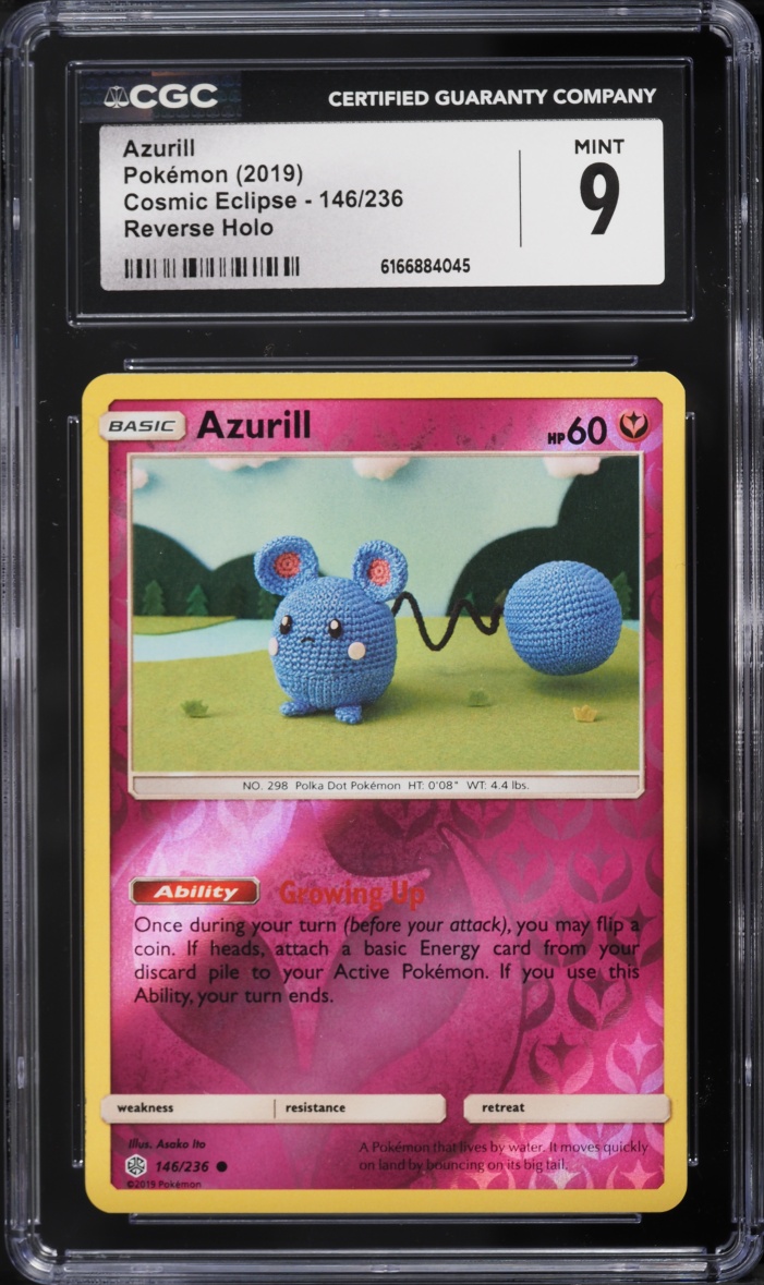 2019 Pokemon Sun & Moon Cosmic Eclipse Reverse Holo Azurill #146 CGC 9 MINT