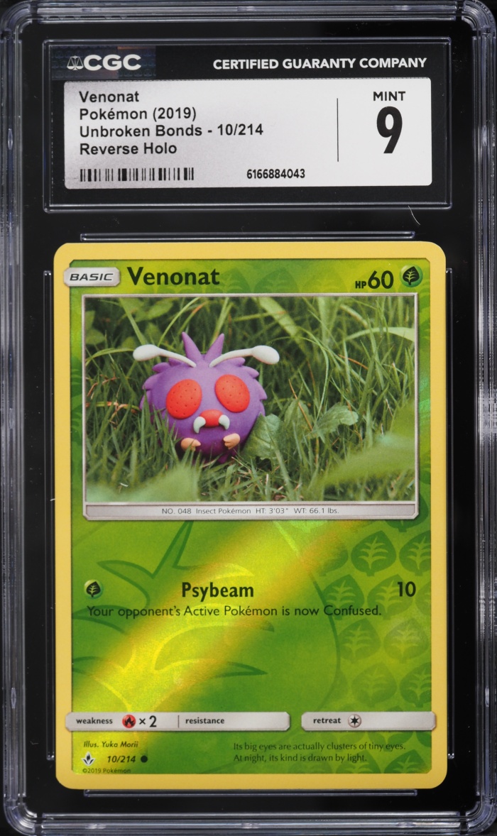 2019 Pokemon Sun & Moon Unbroken Bonds Reverse Holo Venonat #10 CGC 9 MINT