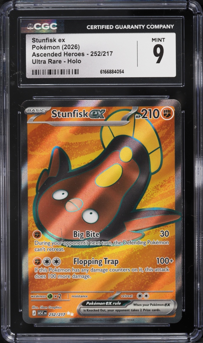 2026 Pokemon Mega Evolution Ascended Heroes Full Art Stunfisk EX #252 CGC 9 MINT