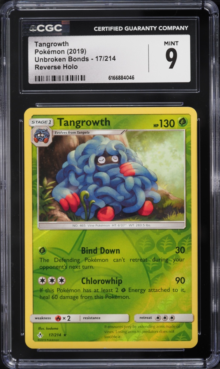 2019 Pokemon Sun & Moon Unbroken Bonds Reverse Holo Tangrowth #17 CGC 9 MINT