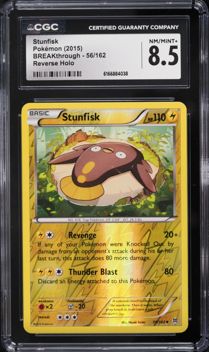 2015 Pokemon BREAKthrough Reverse Holo Stunfisk #56 CGC 8.5 NM-MT+