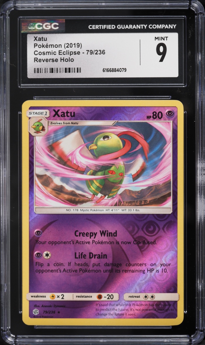 2019 Pokemon Sun & Moon Cosmic Eclipse Reverse Holo Xatu #79 CGC 9 MINT